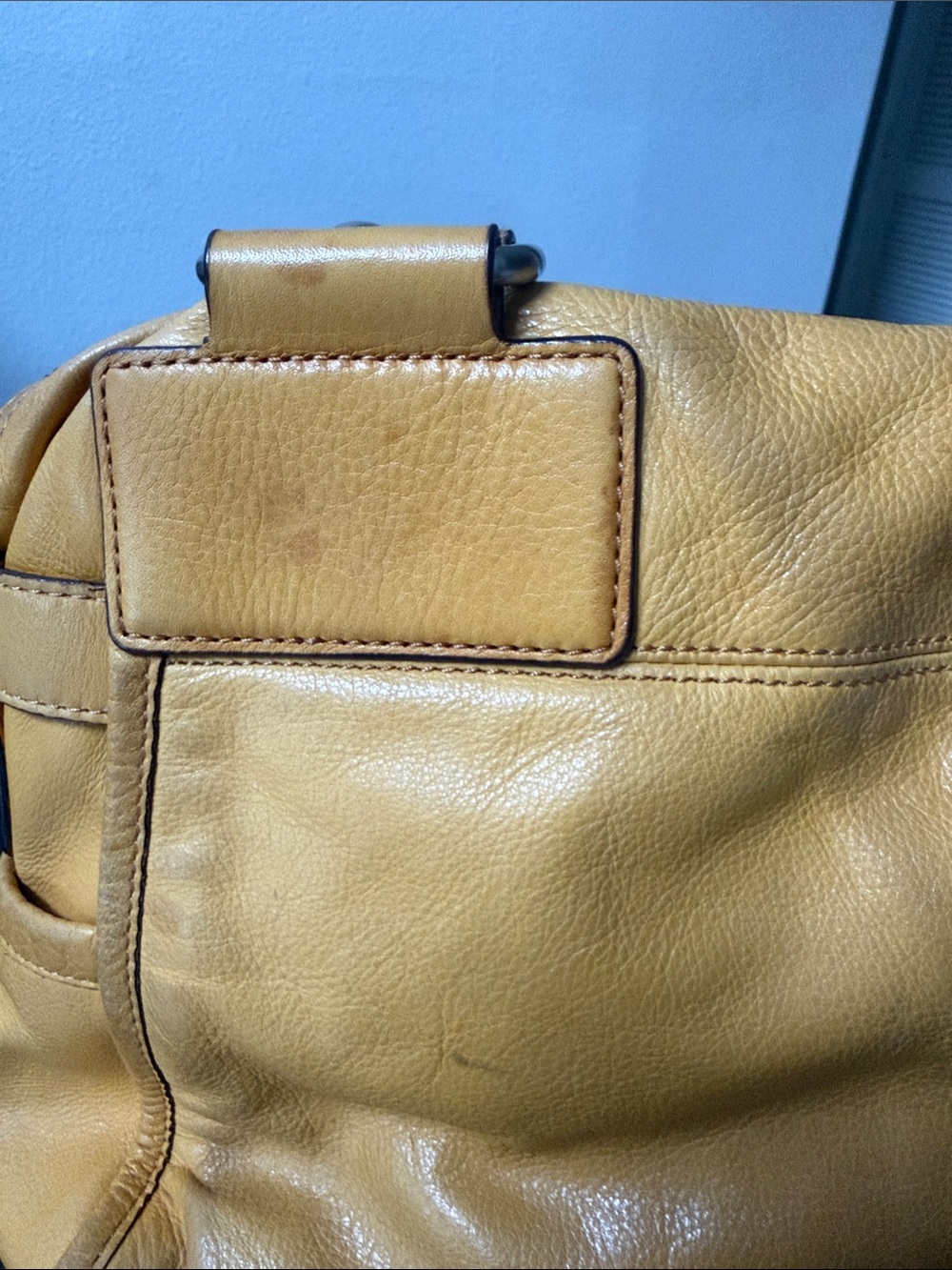 B. Makowsky Mustard Yellow Leather Satchel Shoulder Bag - Picture 11 of 12